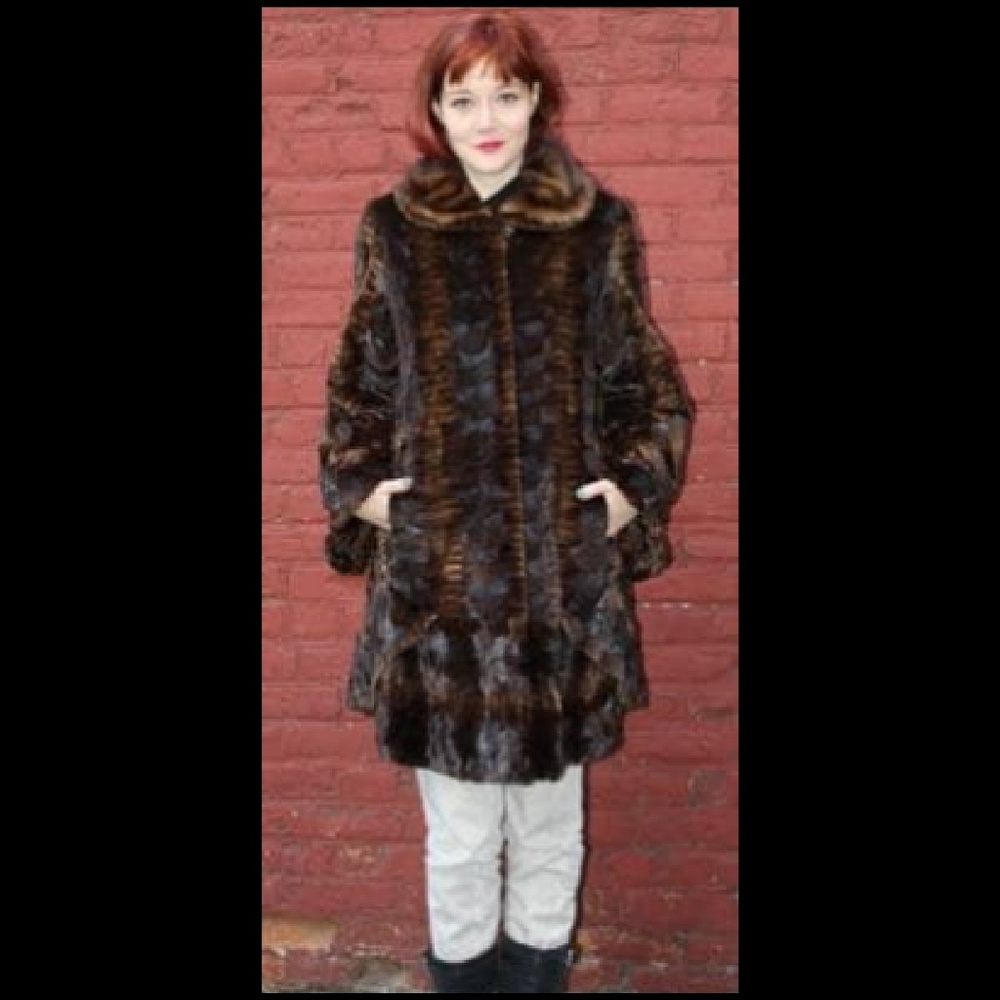 Whiskey Brown Sheared Mink Laser Cut Mink Fur